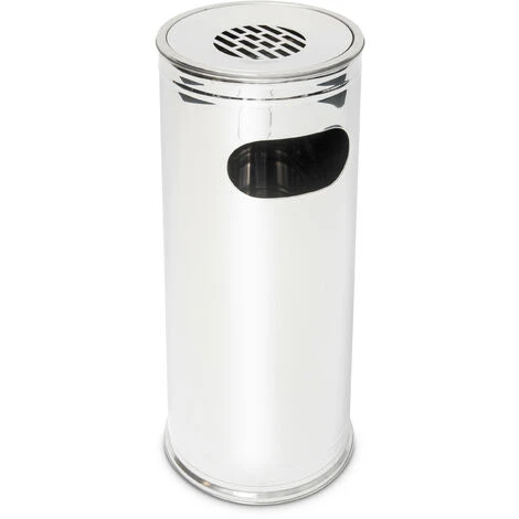 Relaxdays Cendrier Sur Pied Poubelle Extérieure En Acier Inoxydable Incluant Un Cendrier 75 Cm De Haut, Gris Argenté