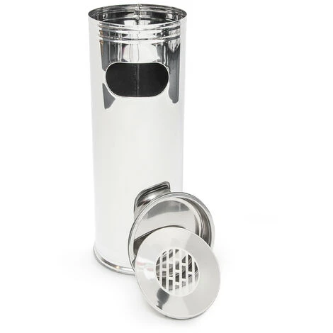 Relaxdays Cendrier Sur Pied Poubelle Extérieure En Acier Inoxydable Incluant Un Cendrier 75 Cm De Haut, Gris Argenté – Image 3