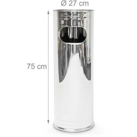 Relaxdays Cendrier Sur Pied Poubelle Extérieure En Acier Inoxydable Incluant Un Cendrier 75 Cm De Haut, Gris Argenté – Image 5