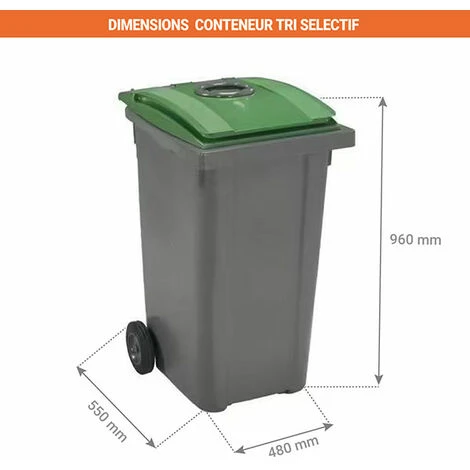 RAYONNAGE DIRECT Poubelle 120 Litres Pour Le Tri Du Verre - Poubelle Verte - 210039V – Image 2