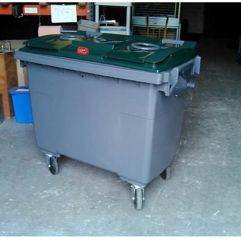 RAYONNAGE DIRECT Conteneur 770 Litres à Préhension Latérale Pour Le Tri Du Verre - Poubelle Verte - 210044V