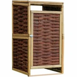 VidaXL Abri De Poubelle Simple Pinède Et Osier - Brun