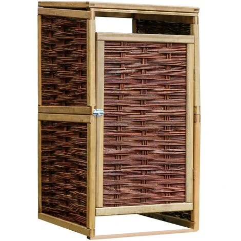 VidaXL Abri De Poubelle Simple Pinède Et Osier - Brun