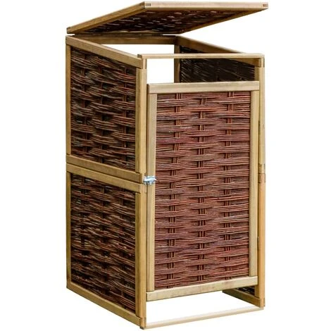 VidaXL Abri De Poubelle Simple Pinède Et Osier - Brun – Image 2