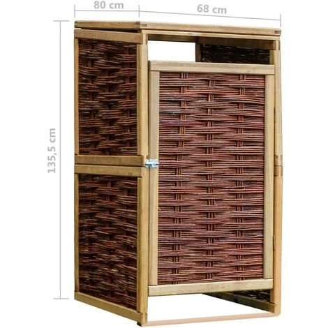 VidaXL Abri De Poubelle Simple Pinède Et Osier - Brun – Image 4