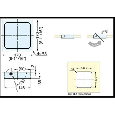 SUGATSUNE Trappe Carrée De Poubelle Pour Plan De Travail - Amortisseur : Avec - Décor : Inox Brossé - Encastrement : 147 X 147 Mm - Fixation : A Encastrer - Largeur : 170 Mm - Longueur : 170 Mm - Matériau : In - Fixation : A Encastrer – Image 2