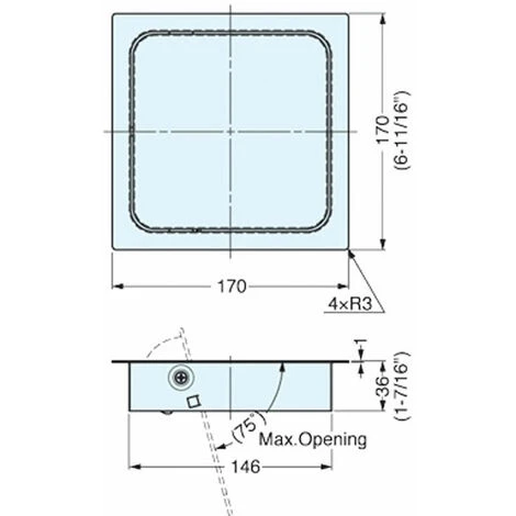 SUGATSUNE Trappe Carrée De Poubelle Pour Plan De Travail - Amortisseur : Avec - Décor : Inox Brossé - Encastrement : 147 X 147 Mm - Fixation : A Encastrer - Largeur : 170 Mm - Longueur : 170 Mm - Matériau : In - Fixation : A Encastrer – Image 4