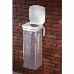 MOTTEZ - Support Sac Poubelle Mural Avec Couvercle - Blanc - Tube Ø 25 - B066S