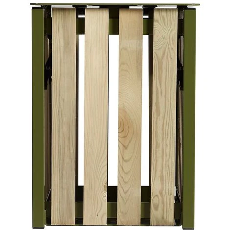 CERTEO Poubelle à Poser Ou à Fixer - Sans Cendrier - 50 L - Bois / Acier Vert Olive - TULIPE | Rossignol - Vert Olive – Image 2