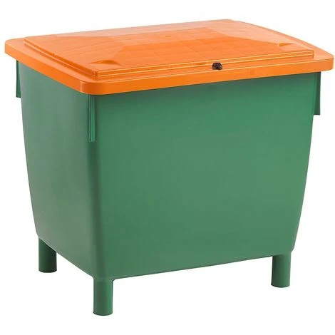 CRAEMER Conteneur Rectangulaire - Avec Couvercle Sur Charnières - Capacité 210 L, Bac Vert, Couvercle Orange - Coloris Du Couvercle: Orange Sécurité – Image 3