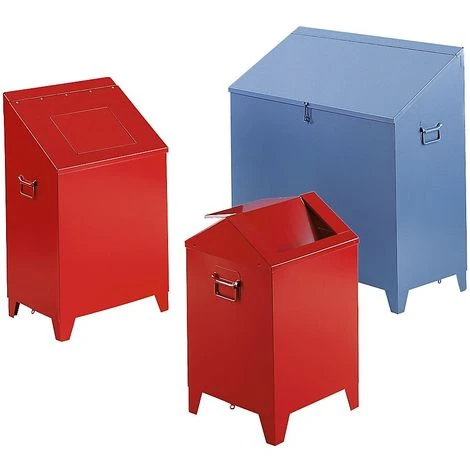 WOLF Collecteur Pour Laine à Polir En Tôle D'acier - Avec Couvercle Incliné, Hauteur Devant / Derrière 750 / 980 Mm, Gris - Coloris Du Couvercle: Gris Bleu RAL 7031 – Image 2