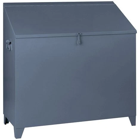 WOLF Collecteur Pour Laine à Polir En Tôle D'acier - Avec Couvercle Incliné, Hauteur Devant / Derrière 750 / 980 Mm, Gris - Coloris Du Couvercle: Gris Bleu RAL 7031 – Image 3