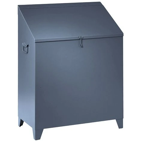 WOLF Collecteur Pour Laine à Polir En Tôle D'acier - Avec Couvercle Incliné, Hauteur Devant / Derrière 750 / 980 Mm, Gris - Coloris Du Couvercle: Gris Bleu RAL 7031 – Image 5