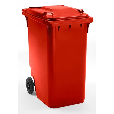 CERTEO Conteneur à Déchets En Plastique à Fermeture Par Gravité - Capacité 360 L, H X L X P 1100 X 600 X 874 Mm, Ø Roues 200 Mm - Coloris Poubelle: Rouge