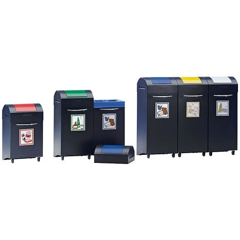 CERTEO Collecteur De Tri Anti-feu En Tôle D'acier - Capacité 60 L - Trappe Bleu Gentiane - Col. Couvercle:anthracite|Col. Trappe: Bleu Foncé – Image 2