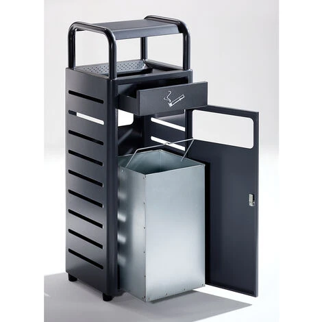 PROBBAX Combiné Cendrier-poubelle - Capacité Poubelle 20 L, Capacité Cendrier 2,3 L - H X L X P 880 X 330 X 280 Mm - Coloris Poubelle: Anthracite RAL 7016 – Image 3