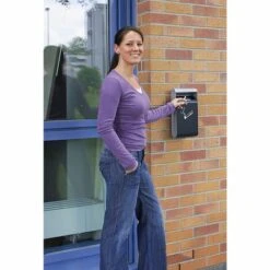 PROBBAX Cendrier Mural Design Pour L'intérieur Et L'extérieur - Avec Seau Intérieur - Capacité 3 L, H X L X P 355 X 195 X 65 Mm - Coloris Des Cendriers: Gris Anthracite RAL 7016