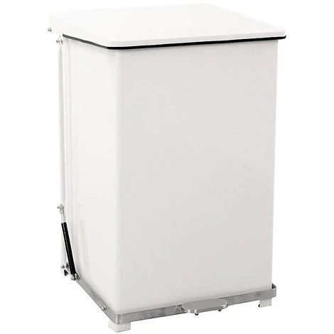 CERTEO Poubelle à Pédale Industrielle En Tôle D'acier - Peint époxy Blanc RAL 9016 - Capacité 45 L, H X L X P 595 X 380 X 365 - Coloris Du Couvercle: Blanc – Image 4