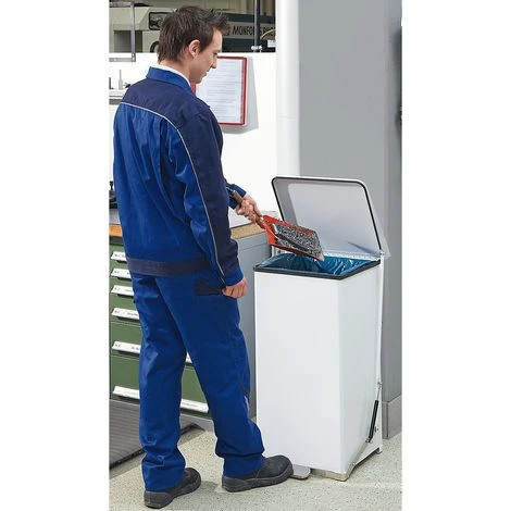 CERTEO Poubelle à Pédale Industrielle En Tôle D'acier - Peint époxy Blanc RAL 9016 - Capacité 45 L, H X L X P 595 X 380 X 365 - Coloris Du Couvercle: Blanc – Image 5