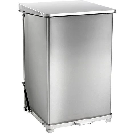 CERTEO Poubelle à Pédale Industrielle En Inox - Avec Support Pour Sac-poubelle - Capacité 90 L, H X L X P 770 X 445 X 435 Mm - Coloris Du Couvercle: Aspect Inox – Image 4