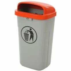 CERTEO Collecteur De Déchets, Capacité 50 L, H X L X P 755 X 435 X 345 Mm, Gris, Orange - Coloris Poubelle: Gris|Coloris Du Couvercle: Gris