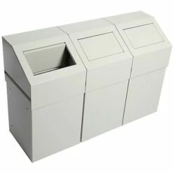 CERTEO Poste De Tri Des Déchets 3 éléments, Avec 3 collecteurs Capacité 50 L - Coloris Poubelle: Gris RAL 7035