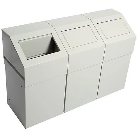 CERTEO Poste De Tri Des Déchets 3 éléments, Avec 3 collecteurs Capacité 50 L - Coloris Poubelle: Gris RAL 7035