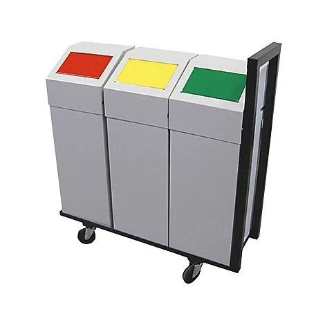 CERTEO Poste De Tri Des Déchets 3 éléments, Avec 3 collecteurs Capacité 50 L - Coloris Poubelle: Gris RAL 7035 – Image 2