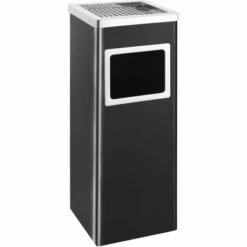VidaXL Poubelle à Cendrier D'hôtel 36 L Acier Noir - Noir