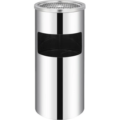 VidaXL Poubelle à Cendrier Murale Acier 26 L Argenté - Argent – Image 2