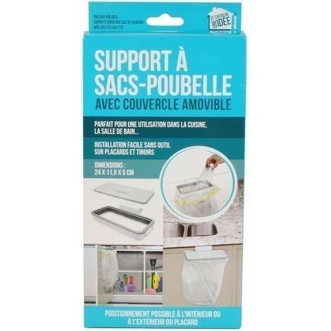JE CHERCHE UNE IDEE Support Sac Poubelle Avec Couvercle Blanc - Blanc – Image 4