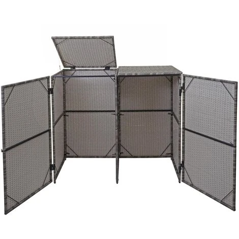 Enveloppement Pour 2 Poubelles HHG-257, Box Pour Poubelles, Revêtement, Polyrotin 2x120l ~ Gris – Image 4