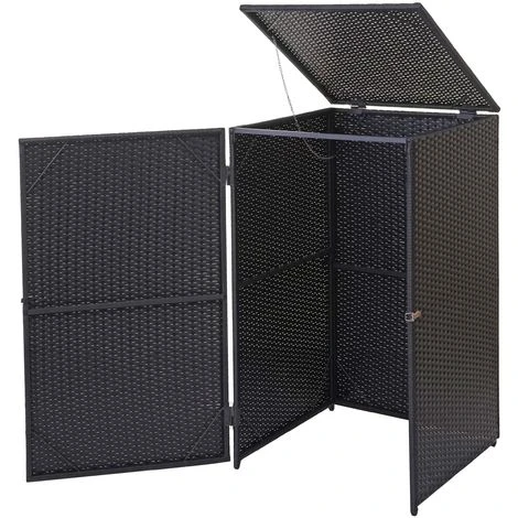 Enveloppement Pour Poubelle HHG-254, Box Pour Poubelles, Revêtement, Polyrotin 2x120l ~ Noir
