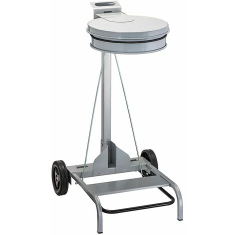 CERTEO Support Sac Mobile à Pédale | Contimobile |acier | 110 Litres | Gris | Medial - Gris