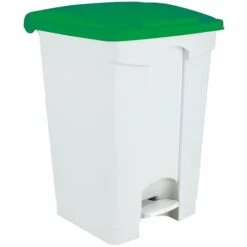 CERTEO Conteneur Mobile à Pédale Avec Couvercle Coloré | Polypropylène | Blanc-verdoyant | 45 Litres | 410x390x600 | Contitop | - Vert | Blanc