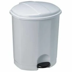 CERTEO Poubelle à Pédale | Polypropylène | Blanc | 7 Litres | 230x240x280 | Esa | 6 Pièces | Medial - Blanc