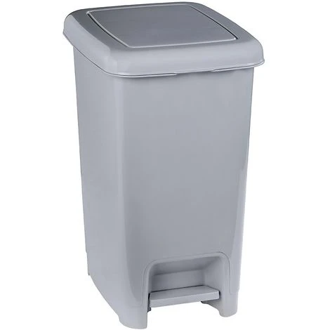 CERTEO Poubelle à Pédale | Polypropylène | Gris | 40 Litres | 285x390x485 | Slim | 6 Pièces | Medial - Gris