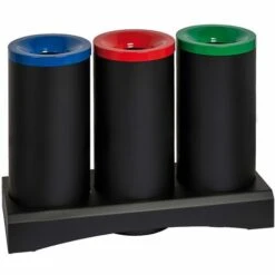 CERTEO Ilot écologique Avec Tête Anti-feu Colorées | Acier Peint époxy | Noir | 3 X 70 Litres | 1010x400x840 | Trisú | 1 Pièce - Noir