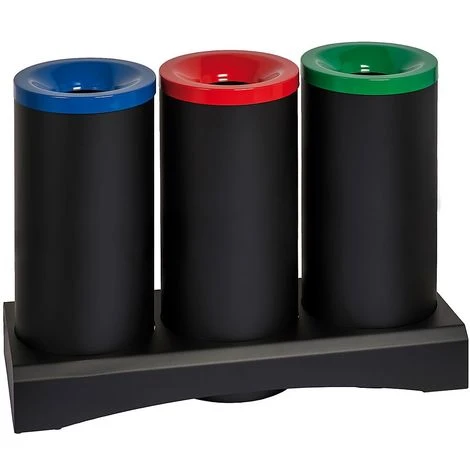 CERTEO Ilot écologique Avec Tête Anti-feu Colorées | Acier Peint époxy | Noir | 3 X 70 Litres | 1010x400x840 | Trisú | 1 Pièce - Noir