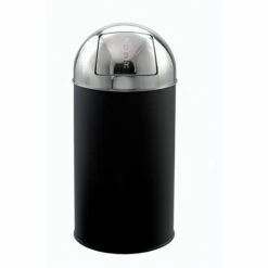 CERTEO Borne à Déchets à Trappe Push | Acier Inoxydable Peint époxy | Noir-Inox | 40 Litres | 350x740 | Apollino | 1 Pièce | - Noir