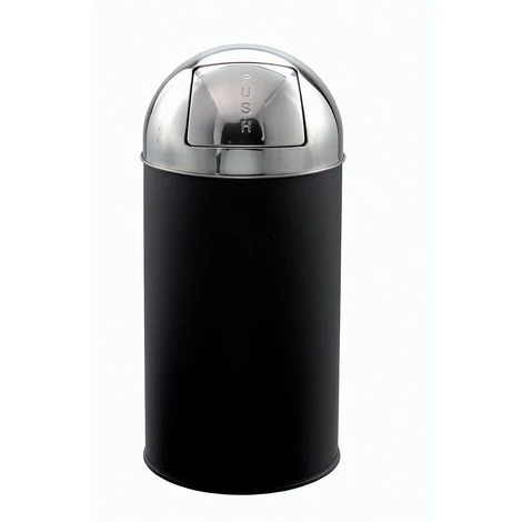 CERTEO Borne à Déchets à Trappe Push | Acier Inoxydable Peint époxy | Noir-Inox | 40 Litres | 350x740 | Apollino | 1 Pièce | - Noir