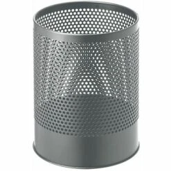 CERTEO Poubelle Perforée | Acier Peint époxy | Gris | 14 Litres | 240x300 | Pois | 1 Pièce | Medial