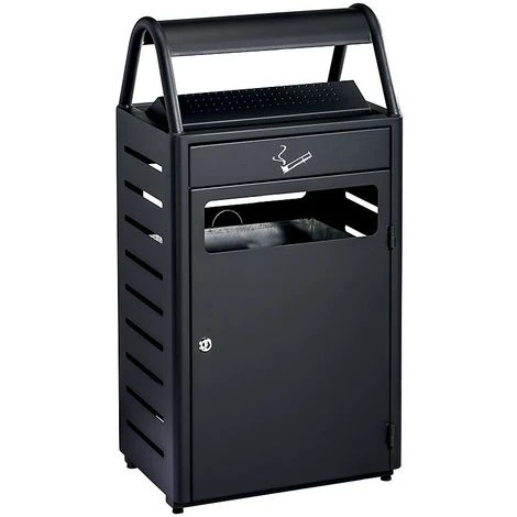 CERTEO Corbeille-cendrier Sur Pied | Ginevra| 58 Litres | Gris Foncé | Medial - Gris Foncé