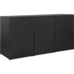 VidaXL Abri Pour Poubelle Triple Noir 229x78x120 Cm Résine Tressée - Noir
