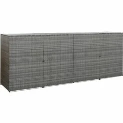 VidaXL Abri à Quatre Poubelles Anthracite 305x78x120cm Résine Tressée - Anthracite