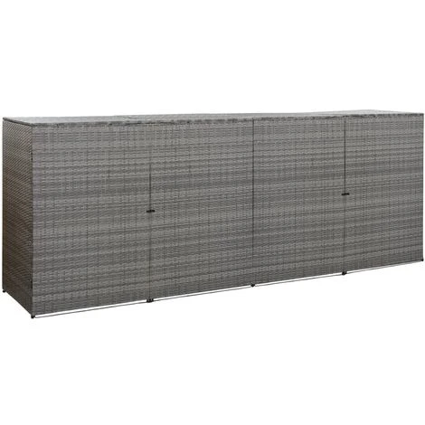 VidaXL Abri à Quatre Poubelles Anthracite 305x78x120cm Résine Tressée - Anthracite
