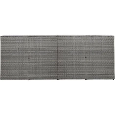 VidaXL Abri à Quatre Poubelles Anthracite 305x78x120cm Résine Tressée - Anthracite – Image 2