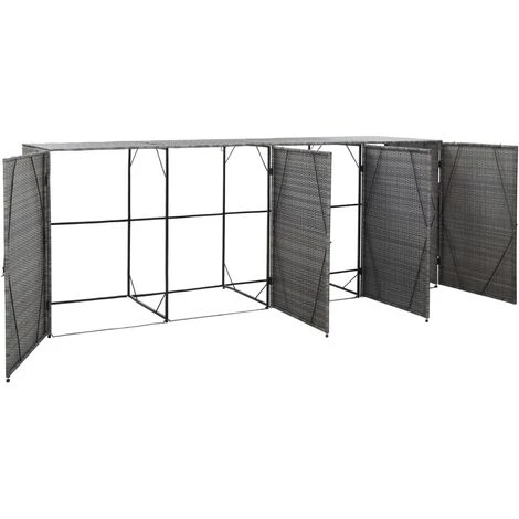 VidaXL Abri à Quatre Poubelles Anthracite 305x78x120cm Résine Tressée - Anthracite – Image 4