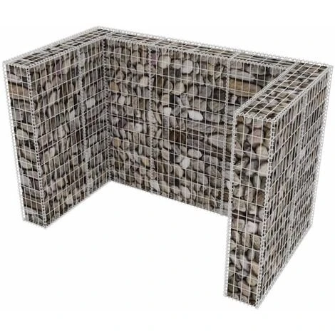 YOUTHUP Cadre à Gabion De Poubelle Double Acier 180 X 100 X 120 Cm – Image 3