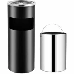 ASUPERMALL Poubelle A Cendrier D'hotel 30 L Acier Noir